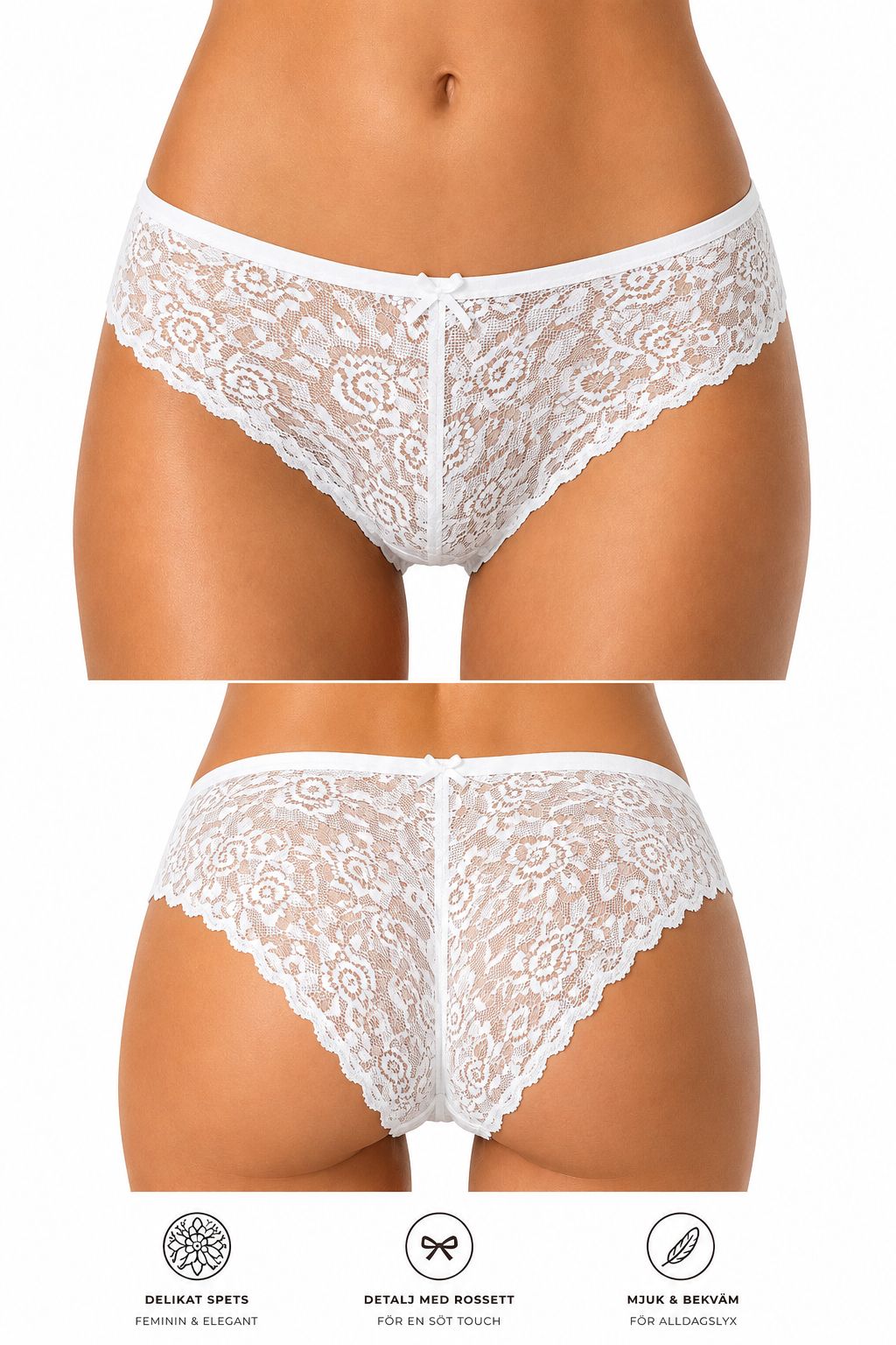 Vita spets hipster trosor – Comfort & elegans
